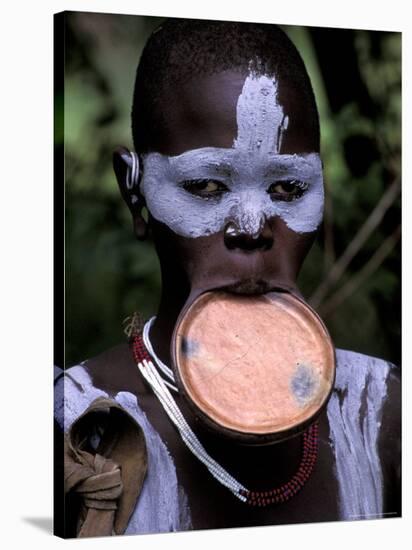 Surma Tribesmen with Lip Plate, Ethiopia-Gavriel Jecan-Stretched Canvas