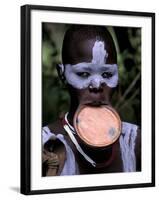 Surma Tribesmen with Lip Plate, Ethiopia-Gavriel Jecan-Framed Photographic Print