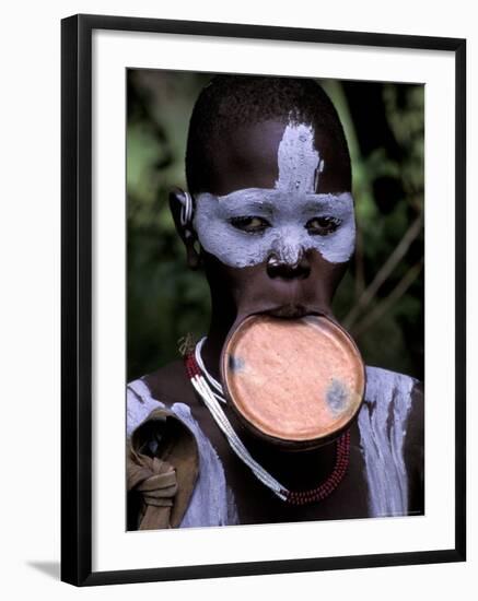 Surma Tribesmen with Lip Plate, Ethiopia-Gavriel Jecan-Framed Photographic Print