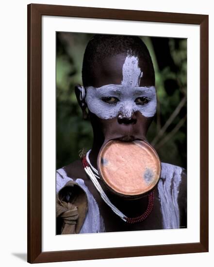 Surma Tribesmen with Lip Plate, Ethiopia-Gavriel Jecan-Framed Photographic Print