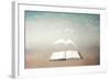 surreal book concept pages flying out of book-Francesco Chiesa-Framed Art Print