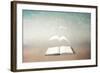 surreal book concept pages flying out of book-Francesco Chiesa-Framed Art Print