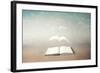 surreal book concept pages flying out of book-Francesco Chiesa-Framed Art Print