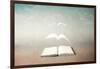 surreal book concept pages flying out of book-Francesco Chiesa-Framed Art Print