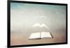 surreal book concept pages flying out of book-Francesco Chiesa-Framed Art Print