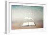 surreal book concept pages flying out of book-Francesco Chiesa-Framed Art Print