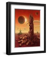 Surreal Futuristic Scenery-prill-Framed Art Print