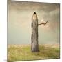 Surreal Illustration Imagine Representing a Pencil like a Tree with a Dove under a Branch with a Be-Valentina Photos-Mounted Art Print