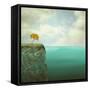 Surreal Illustration of a Small Tree Perched atop the Offshore Rock-Valentina Photos-Framed Stretched Canvas