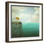 Surreal Illustration of a Small Tree Perched atop the Offshore Rock-Valentina Photos-Framed Art Print