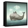 Surreal Illustration of a Whale in the Ocean with Some Houses in His Back-Valentina Photos-Framed Stretched Canvas