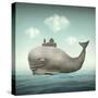 Surreal Illustration of a Whale in the Ocean with Some Houses in His Back-Valentina Photos-Stretched Canvas