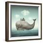 Surreal Illustration of a Whale in the Ocean with Some Houses in His Back-Valentina Photos-Framed Art Print