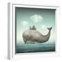 Surreal Illustration of a Whale in the Ocean with Some Houses in His Back-Valentina Photos-Framed Art Print