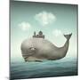 Surreal Illustration of a Whale in the Ocean with Some Houses in His Back-Valentina Photos-Mounted Art Print