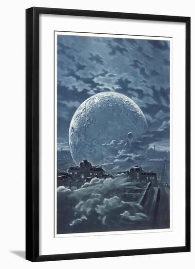 Surreal Image of the Moon Over le Champ-De-Mars in Paris-Eugene Grasset-Framed Art Print