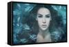Surreal Mermaid Woman Portrait Surrounded by Fishes, Composite Photo-coka-Framed Stretched Canvas