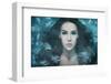 Surreal Mermaid Woman Portrait Surrounded by Fishes, Composite Photo-coka-Framed Photographic Print