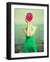 Surreal Portrait Of A Woman With A Flower Instead Of A Face-George Mayer-Framed Art Print