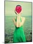 Surreal Portrait Of A Woman With A Flower Instead Of A Face-George Mayer-Mounted Art Print