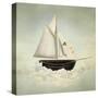 Surreal Vessel above the Clouds with Full Sail and a Sail with a Female Face-Valentina Photos-Stretched Canvas