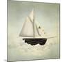 Surreal Vessel above the Clouds with Full Sail and a Sail with a Female Face-Valentina Photos-Mounted Art Print