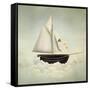 Surreal Vessel above the Clouds with Full Sail and a Sail with a Female Face-Valentina Photos-Framed Stretched Canvas