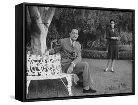 Surrealist Artist Salvador Dali with His Wife Gala in a Garden-Martha Holmes-Framed Stretched Canvas