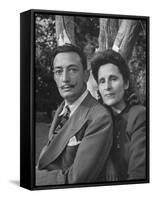Surrealist Artist Salvador Dali with His Wife Gala in a Garden-Martha Holmes-Framed Stretched Canvas