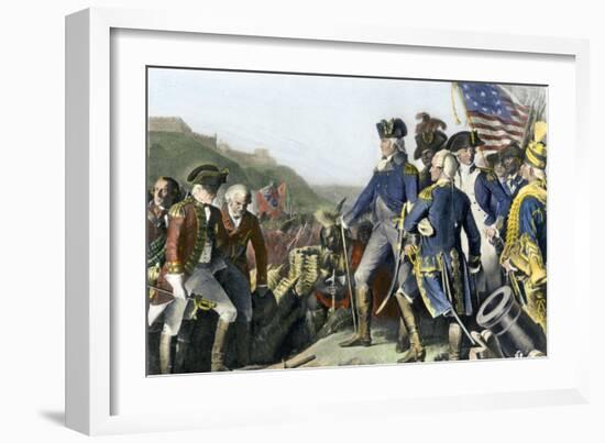 Surrender of British Army to Washington and Rochambeau at Yorktown, c.1781-null-Framed Giclee Print