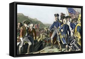 Surrender of British Army to Washington and Rochambeau at Yorktown, c.1781-null-Framed Stretched Canvas