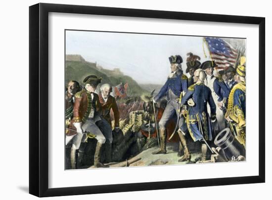 Surrender of British Army to Washington and Rochambeau at Yorktown, c.1781-null-Framed Giclee Print