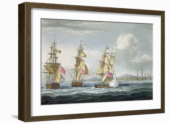 Surrender of Tamatave, Engraved Sutherland, The Naval Chronology of Great Britain, c.1820-Thomas Whitcombe-Framed Giclee Print