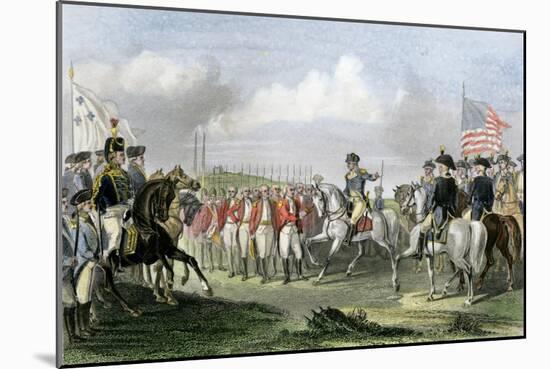 Surrender of the British Army under Lord Cornwallis at Yorktown, c.1781-null-Mounted Giclee Print