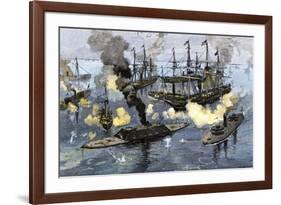 Surrender of the Confederate Ironclad, Tennessee, Battle of Mobile Bay, c.1864-null-Framed Giclee Print