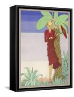 Surrounded by Exotic Vegetation She Stands Primly with Her Parasol-Zeilinger-Framed Stretched Canvas