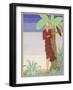 Surrounded by Exotic Vegetation She Stands Primly with Her Parasol-Zeilinger-Framed Art Print