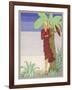 Surrounded by Exotic Vegetation She Stands Primly with Her Parasol-Zeilinger-Framed Art Print