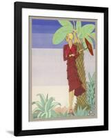 Surrounded by Exotic Vegetation She Stands Primly with Her Parasol-Zeilinger-Framed Art Print