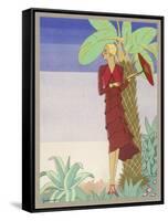 Surrounded by Exotic Vegetation She Stands Primly with Her Parasol-Zeilinger-Framed Stretched Canvas