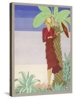 Surrounded by Exotic Vegetation She Stands Primly with Her Parasol-Zeilinger-Stretched Canvas