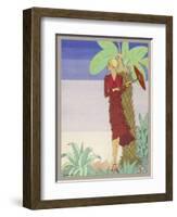 Surrounded by Exotic Vegetation She Stands Primly with Her Parasol-Zeilinger-Framed Art Print