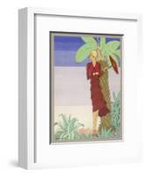 Surrounded by Exotic Vegetation She Stands Primly with Her Parasol-Zeilinger-Framed Art Print