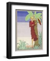 Surrounded by Exotic Vegetation She Stands Primly with Her Parasol-Zeilinger-Framed Art Print