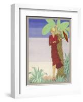 Surrounded by Exotic Vegetation She Stands Primly with Her Parasol-Zeilinger-Framed Art Print