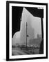 Surrounding the City in Fog, with City Hall and Woolworth Building in Background-Walter Sanders-Framed Photographic Print