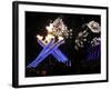 Surrounding the Olympic Flame as Fireworks Explode after the Opening Ceremony of 2010 Winter Games-null-Framed Photographic Print