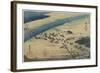 Suruga Bank of Oi River at Shimada, C. 1833-Utagawa Hiroshige-Framed Giclee Print