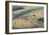 Suruga Bank of Oi River at Shimada, C. 1833-Utagawa Hiroshige-Framed Giclee Print