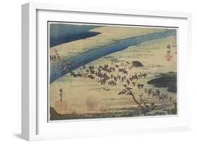 Suruga Bank of Oi River at Shimada, C. 1833-Utagawa Hiroshige-Framed Giclee Print